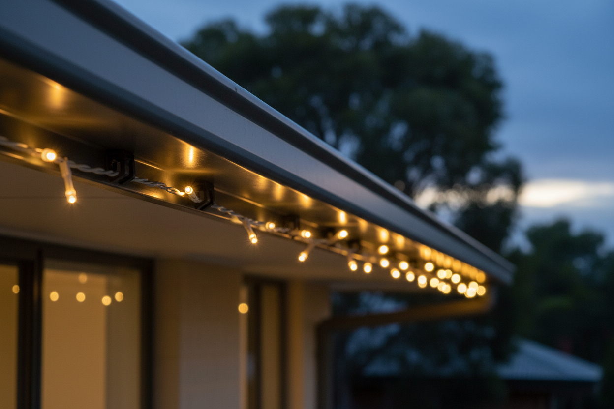 Cable Mag clips holding Christmas lights on guttering
